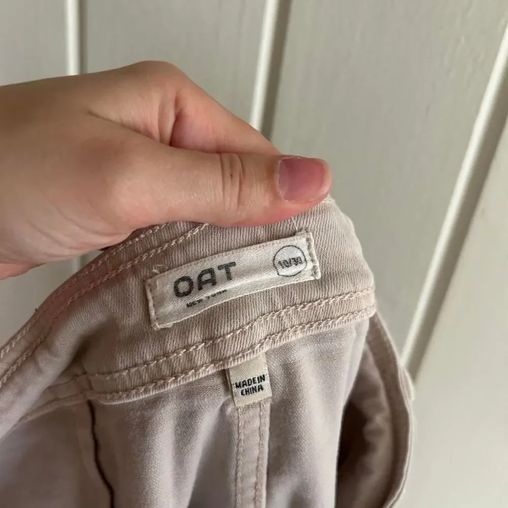 Oat Wide Leg Jeans with frayed hem and square pockets size 10